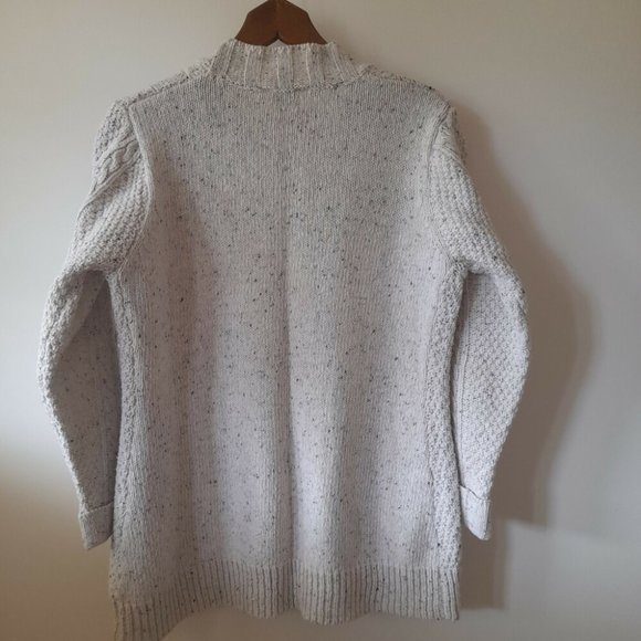 Cosy Cable Knit Bone Cream Black Fleck Cardi Cardigan - Picture 3 of 5